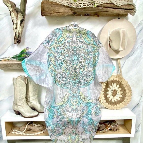 RARE Dreamy SILK duster Gypsy Cocoon w boho lounge shabby chic vibe - Picture 6 of 8